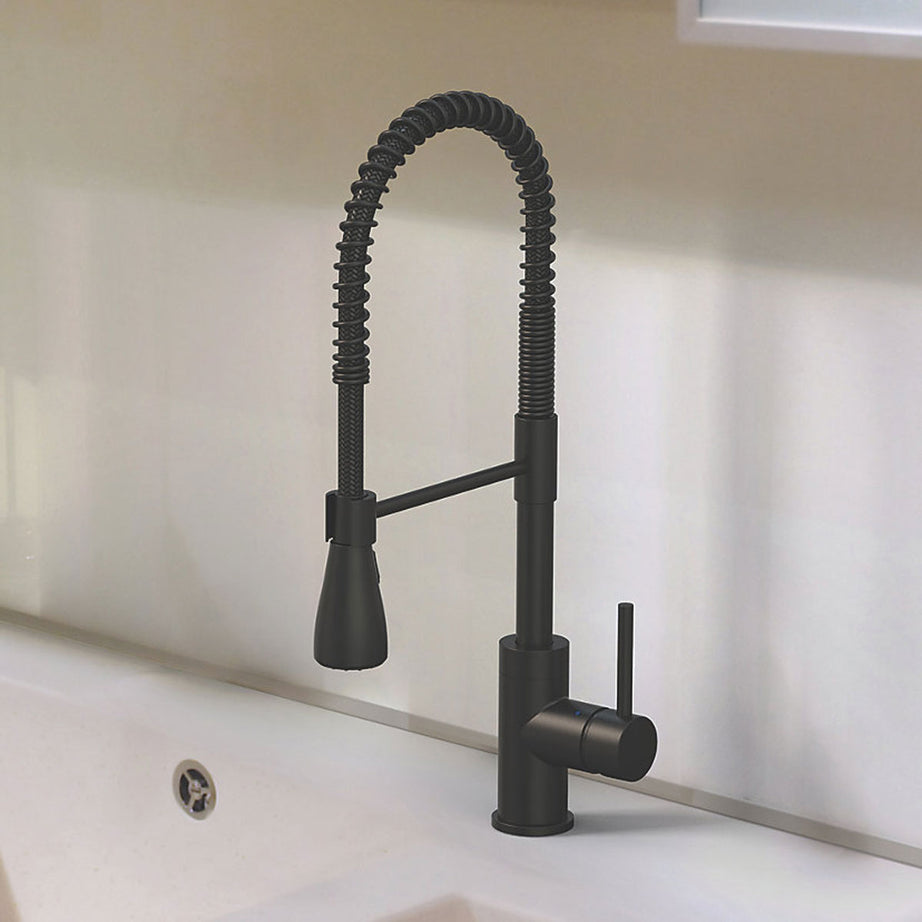 Swirl Pull Out Kitchen Sink Tap Mono Mixer Matt Black Single Lever Swivel Spout - Image 2