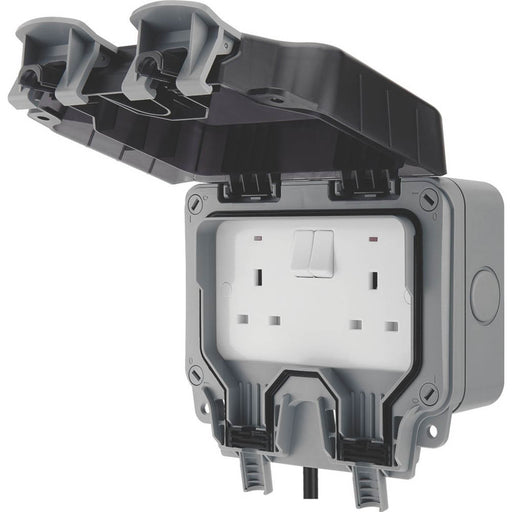 BG Outdoor Switched Socket Extension Lead Box IP66 13A 2-Gang DP Weatherproof - Image 1