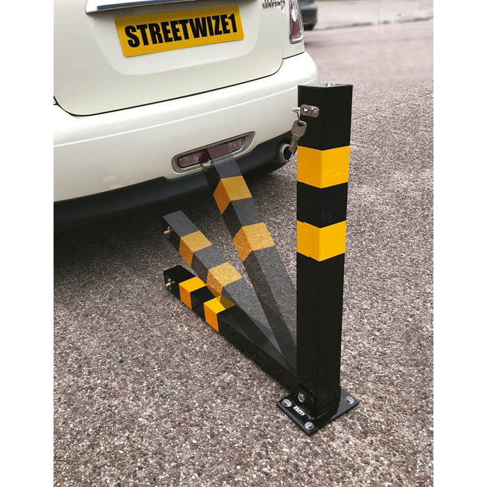 Car Parking Post Folding Locking Strong Metal Heavy Duty Bollard Barrier 0.7m - Image 3