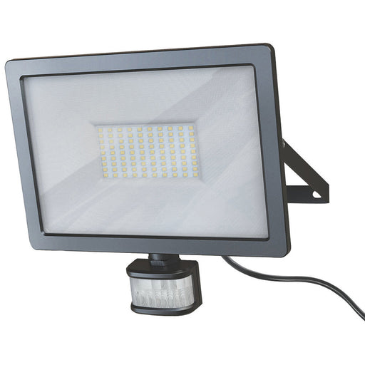 LED Floodlight Black PIR Sensor Outdoor Cool White 5000lm IP65 50W 220- 240V - Image 1