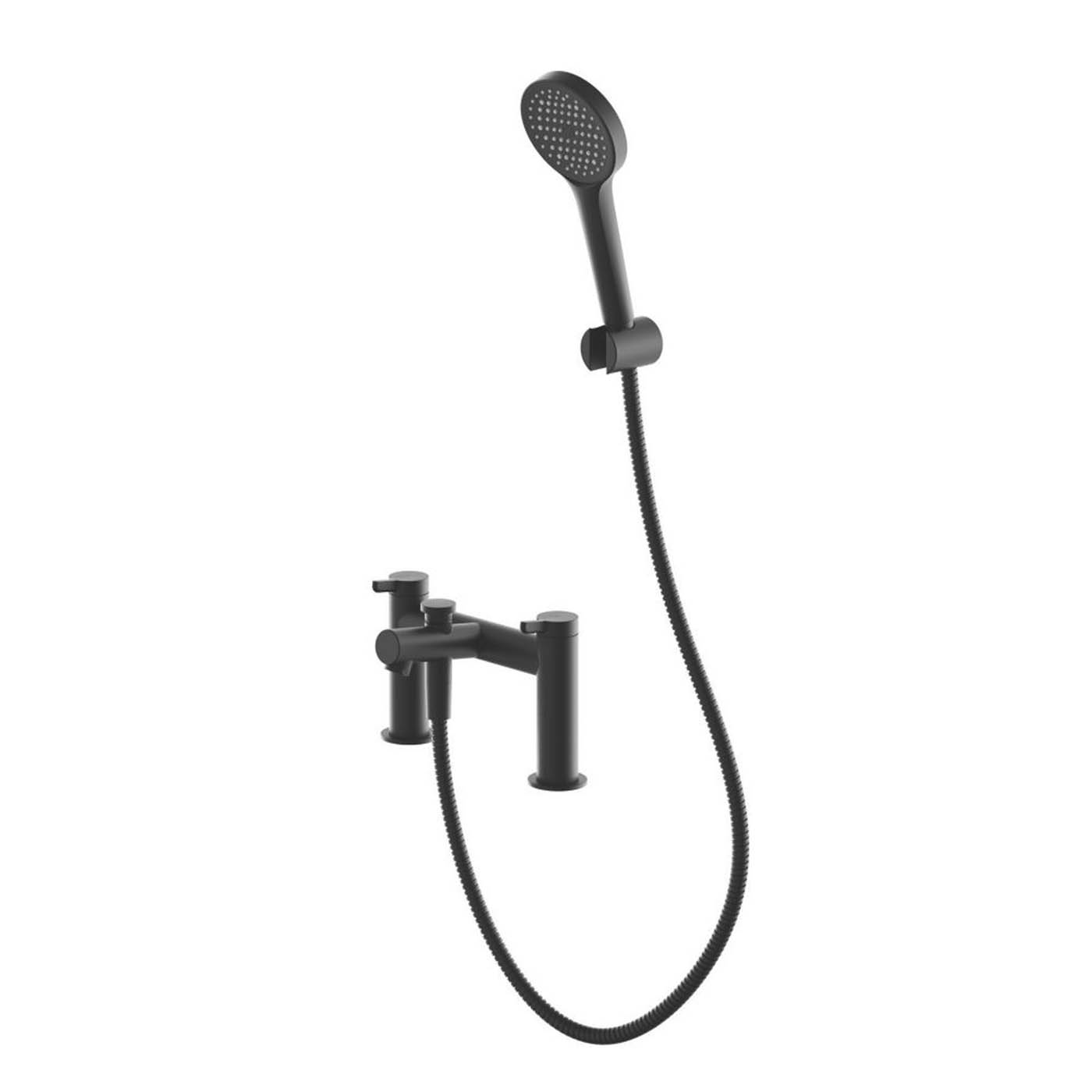 Swirl Bath Filler Tap Shower Mixer Black Dual Lever Round Head Modern Bathroom - Image 1