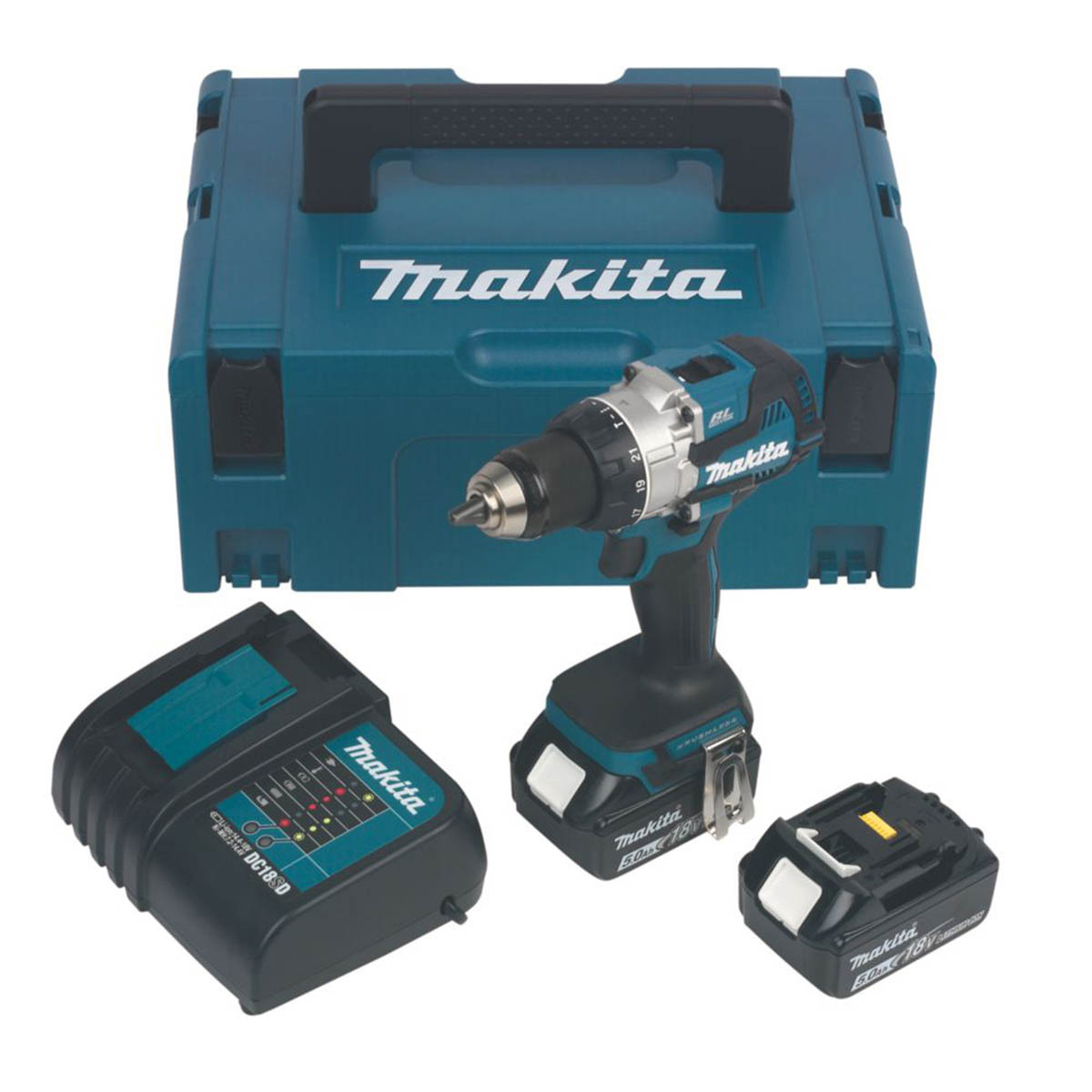 Makita Combi Drill Cordless 18V 2x5.0Ah Li-Ion DHP489STJ Brushless Compact - Image 1