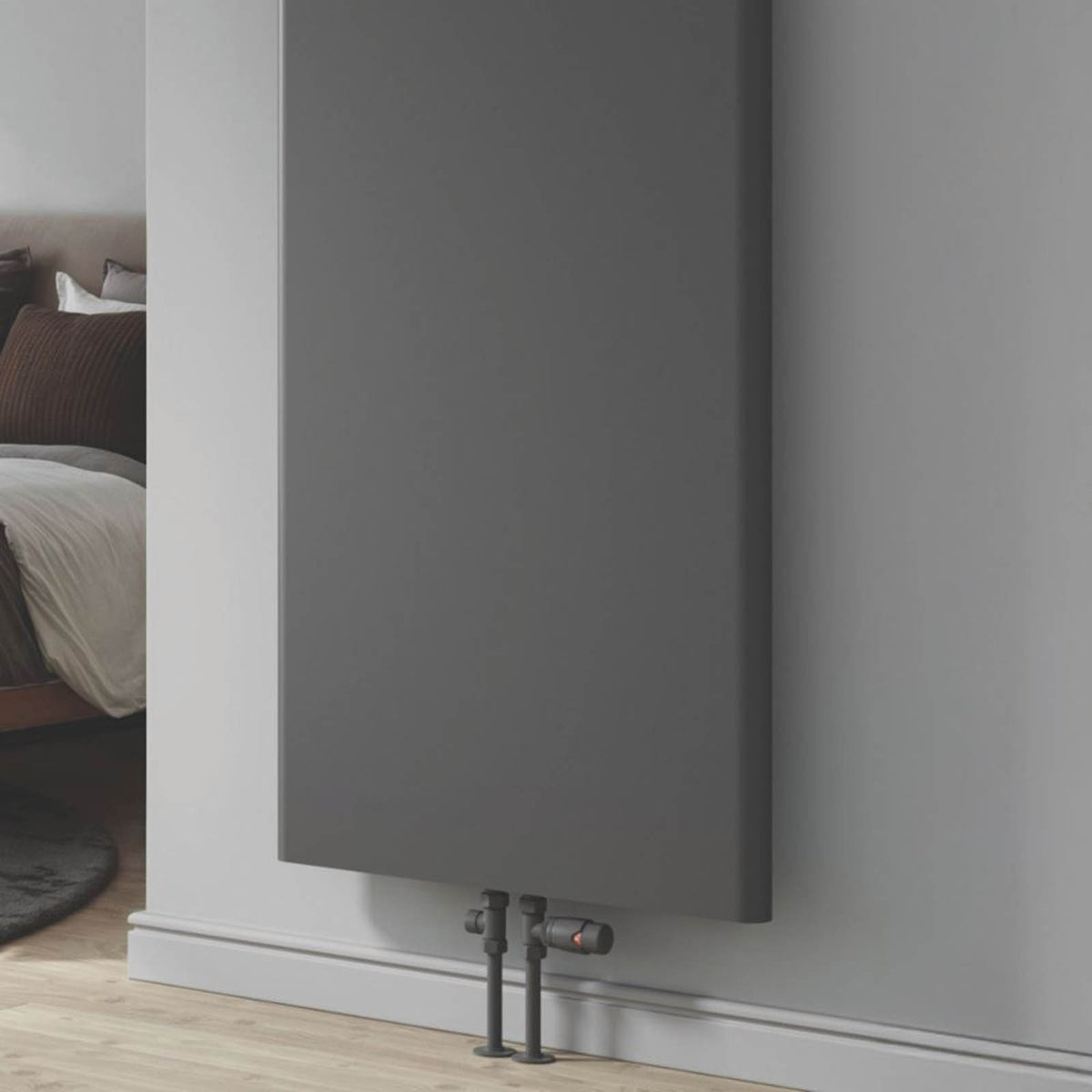 Reina Thermostatic Radiator Valve And Lockshield Anthracite Straight And L/S - Image 2