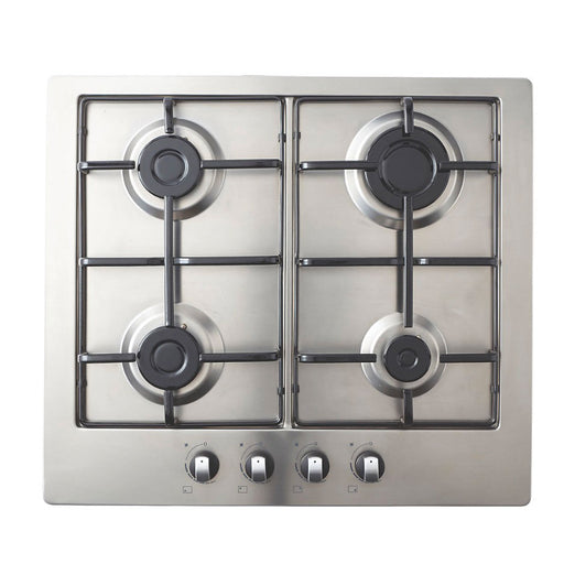 Cooke & Lewis Gas Hob GASUIT4 4 Hobs Front Control Stainless Steel 83x580mm - Image 1