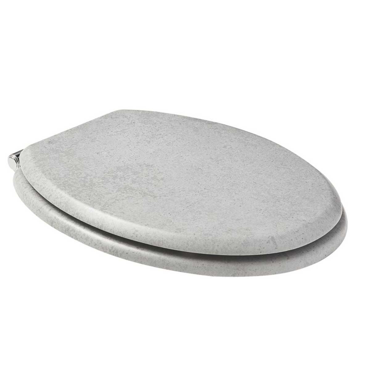 Bathroom Toilet Seat Soft-Close Moulded Wood Concrete Grey Oval Adjustable - Image 3