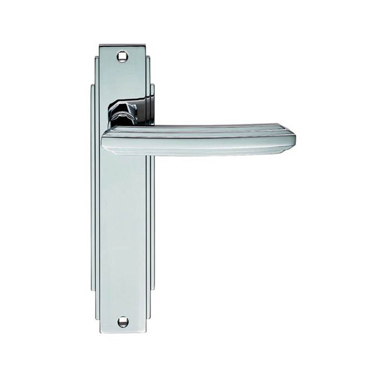 Carlisle Brass Door Handle On Backplate Art Deco Polished Chrome Internal Pair - Image 2