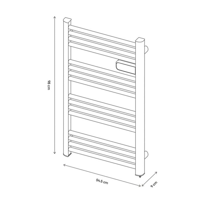 Towel Rail Radiator Electric Black Flat Bathroom Warmer 500W (H)98x(W)54.5cm - Image 5