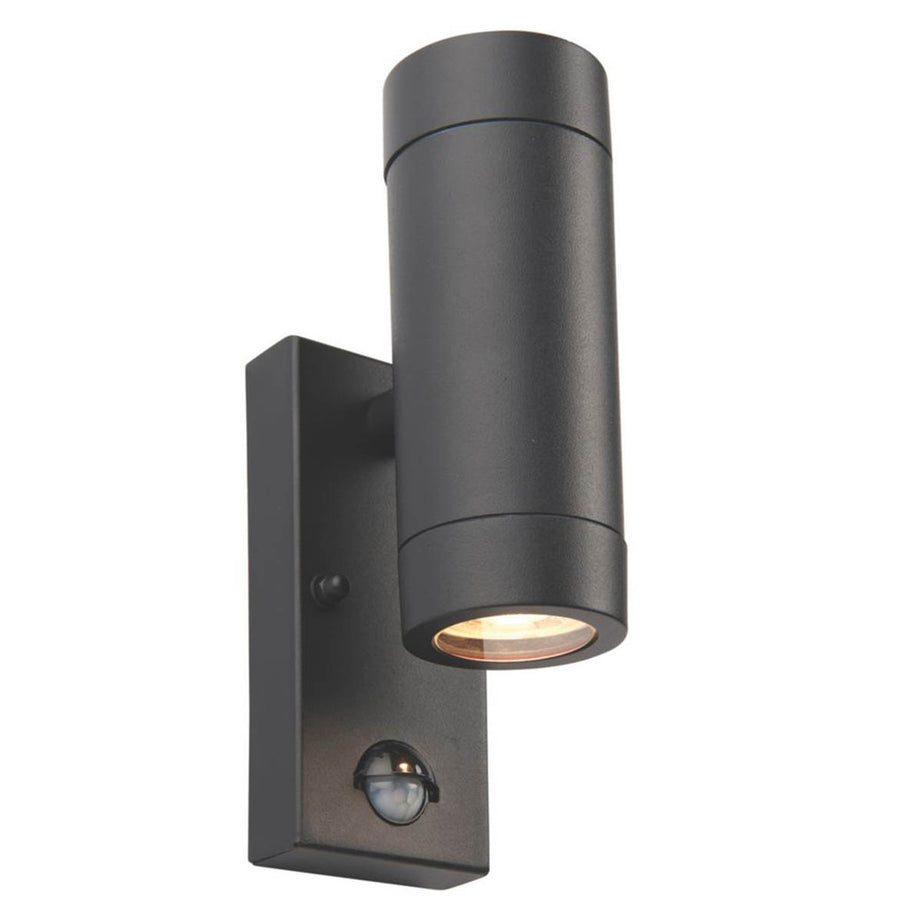 Saxby Odyssey Outdoor Twin Wall Light With PIR Sensor Satin Black - Image 1