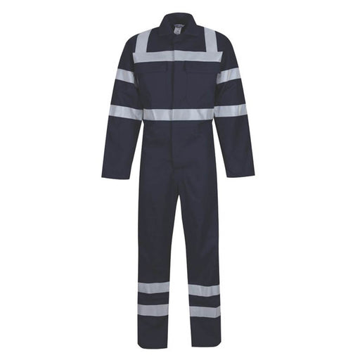 Boilersuit Coverall Mens Navy Reflective Warehouse Workerwear Protection Large - Image 1