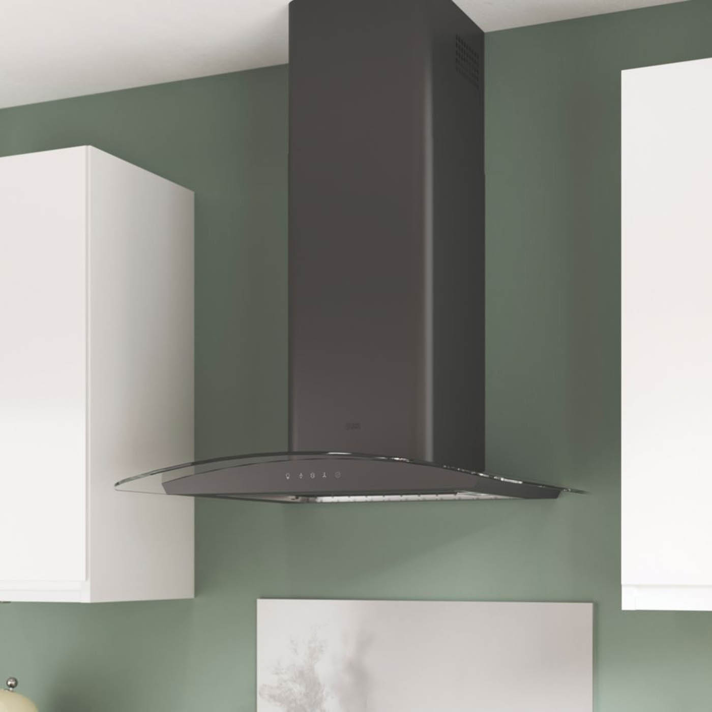 Cooke & Lewis Cooker Hood Black Kitchen Curved Glass LED Touch Control 598mm - Image 2