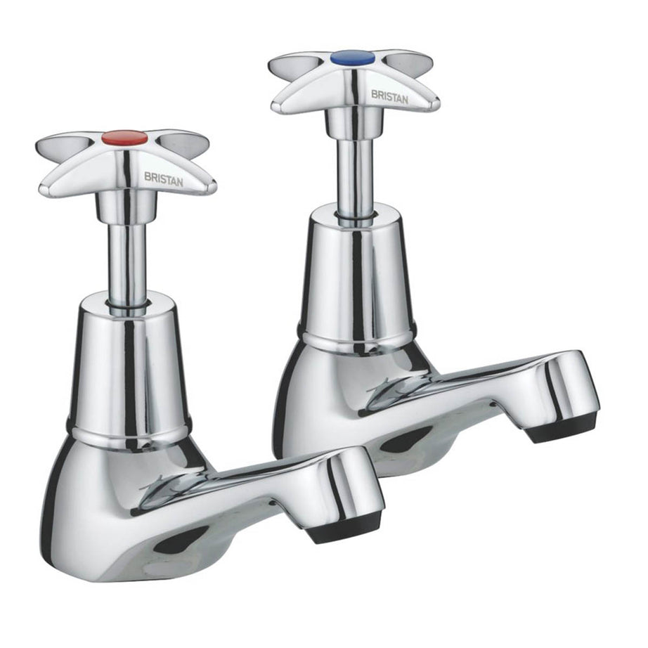 Bristan Basin Pillar Tap Cross Head Chrome 98mm Cloakroom Cross Head 2 Tap Holes - Image 1