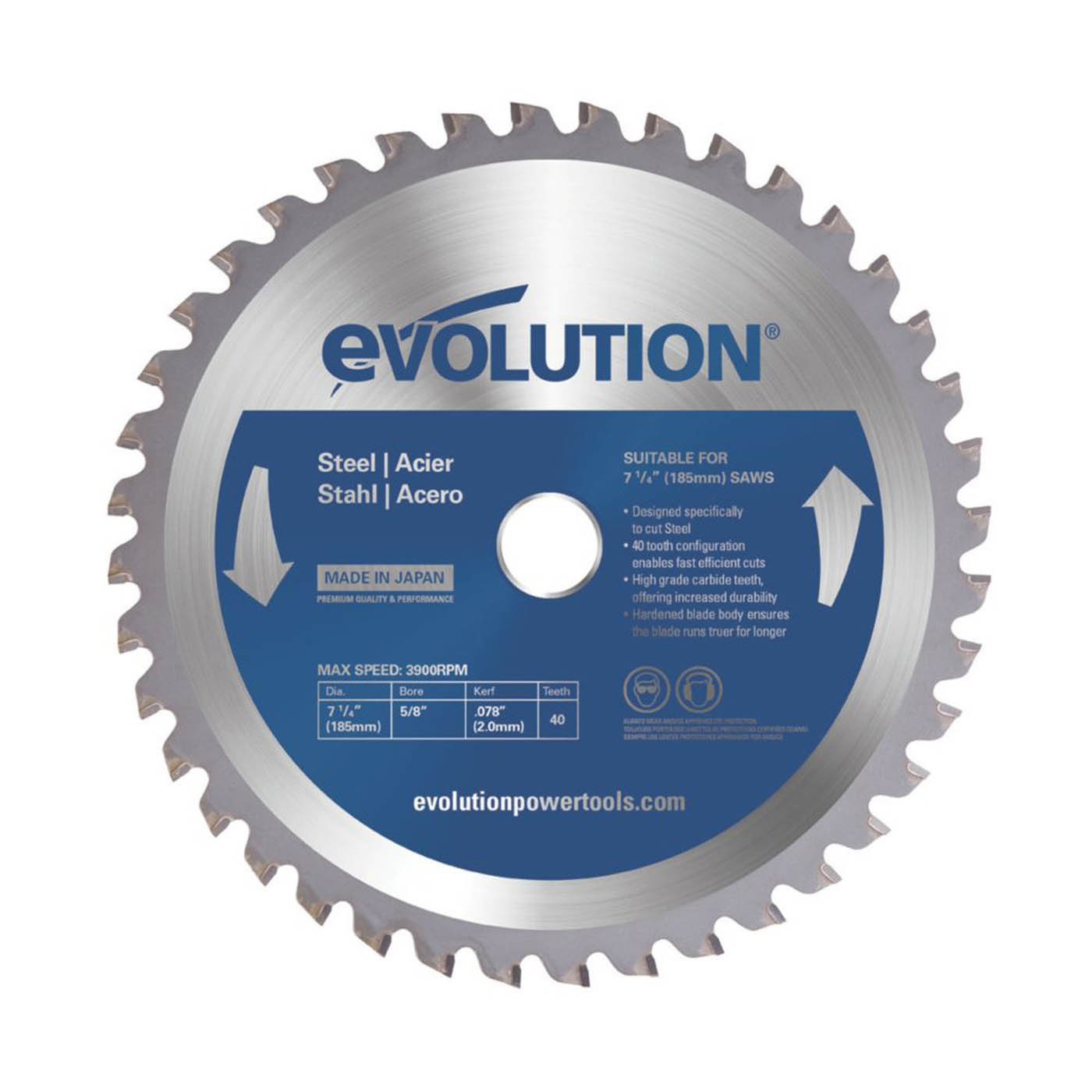 Evolution M185TCT-40CS Mild Steel Circular Saw Blade 185mm x 25.4mm 40T - Image 1