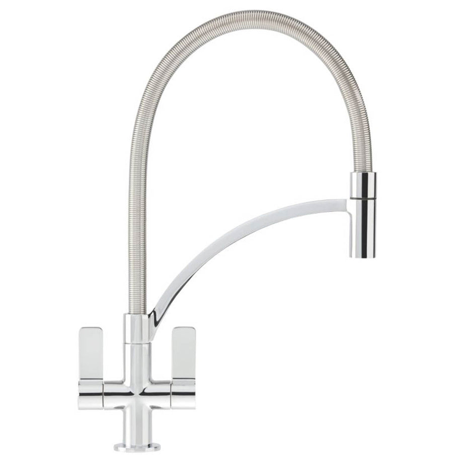 Franke Kitchen Sink Tap Pull-Out Mono Mixer Wave Chrome Dual Lever Faucet - Image 1