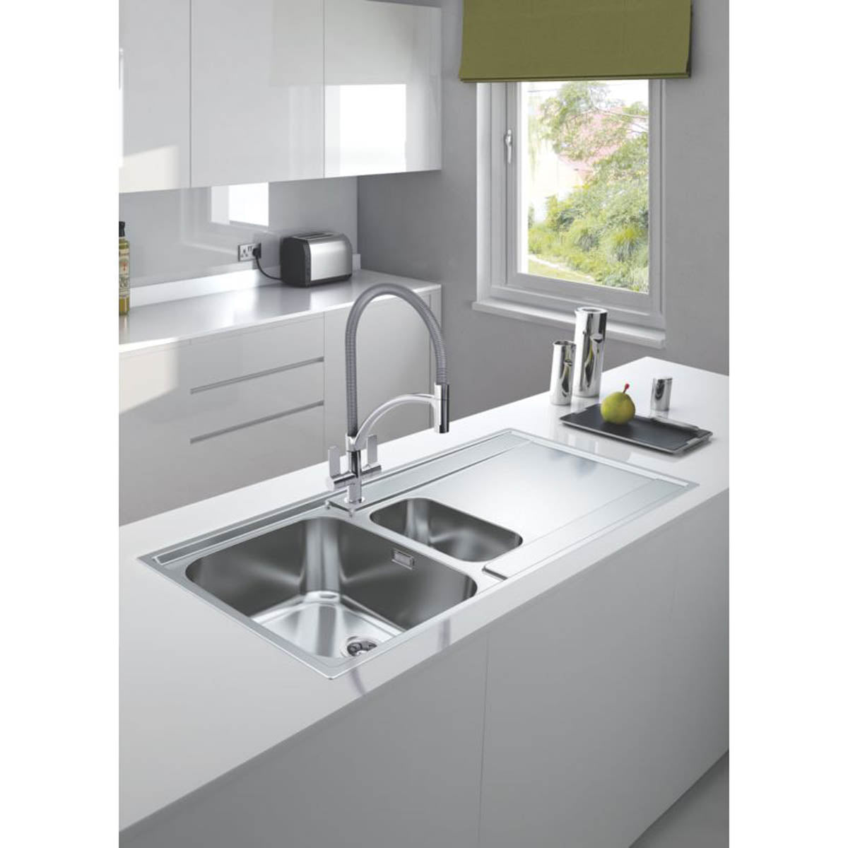Franke Kitchen Sink Tap Pull-Out Mono Mixer Wave Chrome Dual Lever Faucet - Image 2