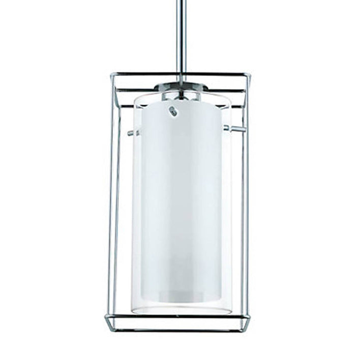 Pendant Ceiling Light Chrome Clear Glass Wire Frame Cage Modern Hanging - Image 2