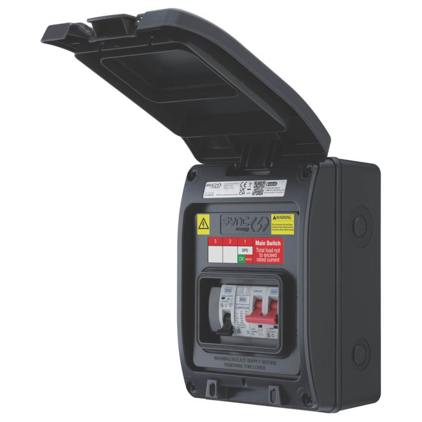 Sync Energy Consumer Unit SPD 5 Module 3 Way Part Populated EV Charger Outdoor - Image 1