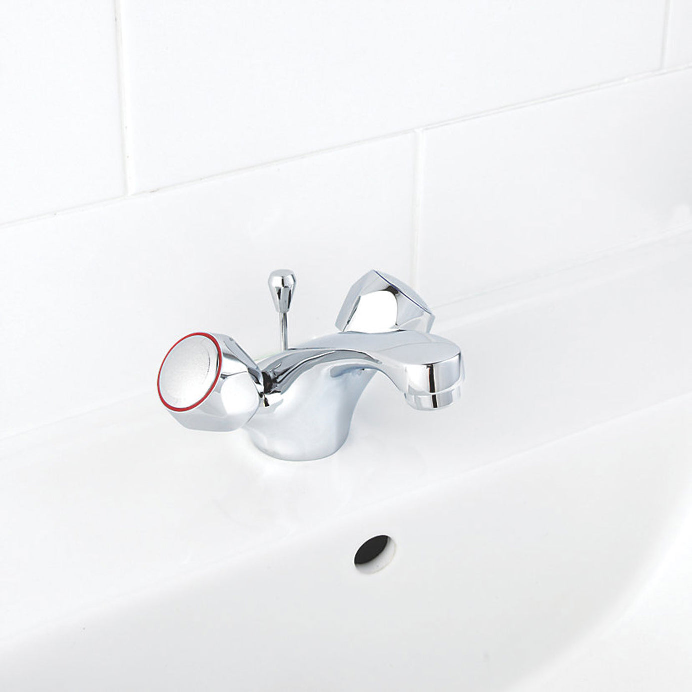 Swirl Bathroom Basin Tap Mono Mixer Chrome Full Turn Operation Pop Up Waste - Image 2