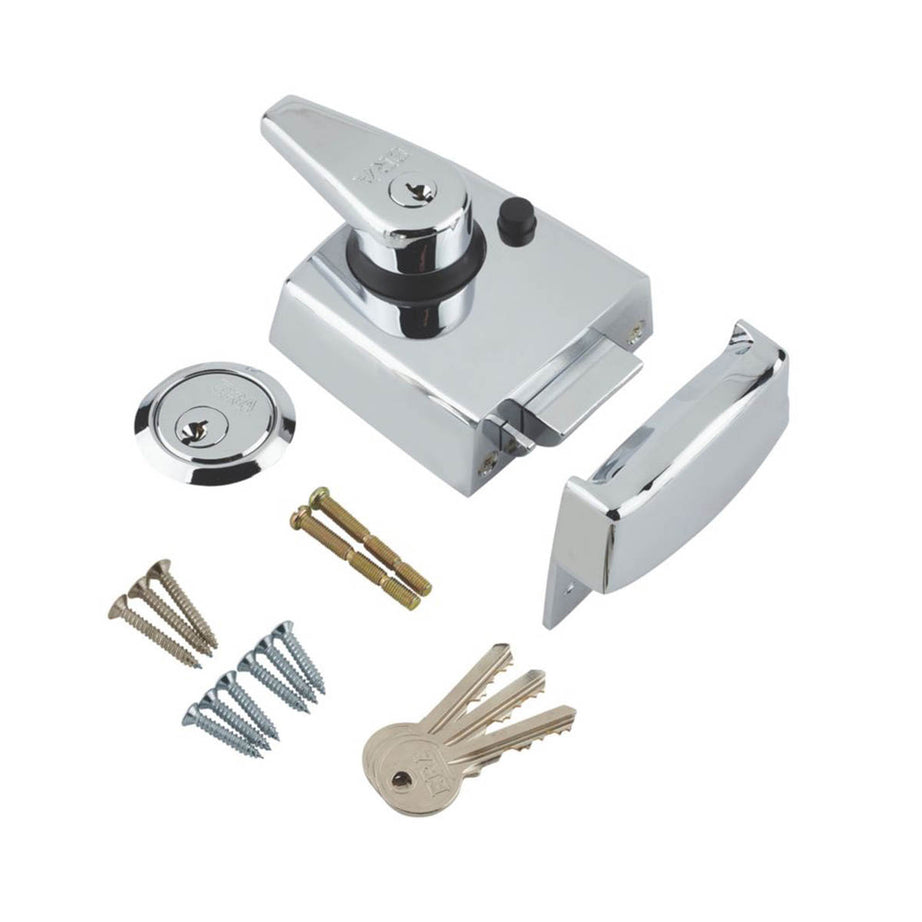 ERA Night Latch Double Locking 60mm Backset Polished Chrome Finish 3 Keys - Image 1
