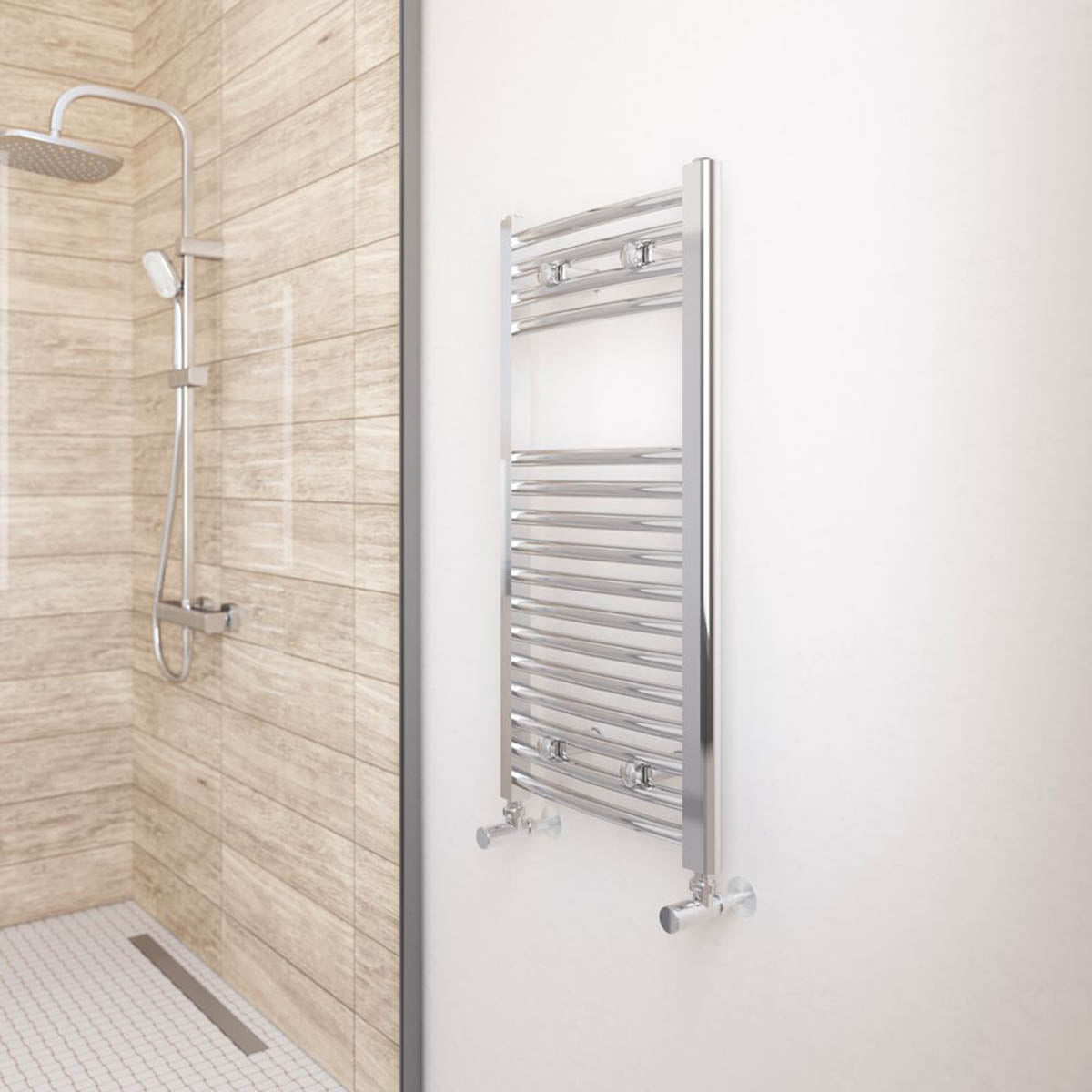 Towel Radiator Rail Curved Gloss Chrome Bathroom Warmer Ladder224W H800xW400mm - Image 3