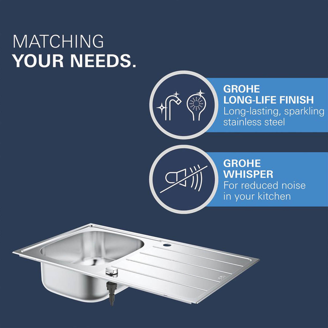 Grohe K200 1 Bowl Stainless Steel Sink 860 x 500mm - Image 6
