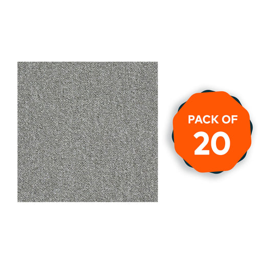 Carpet Tiles Heavy Duty Light Grey Domestic Commercial Home Flooring Pack Of 20 - Image 1