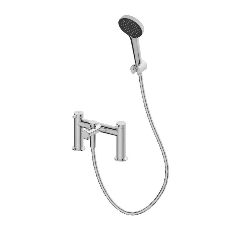 Swirl Shower Mixer Tap Dual Control Manual Brass Chrome 192mm Deck Mounted - Image 1