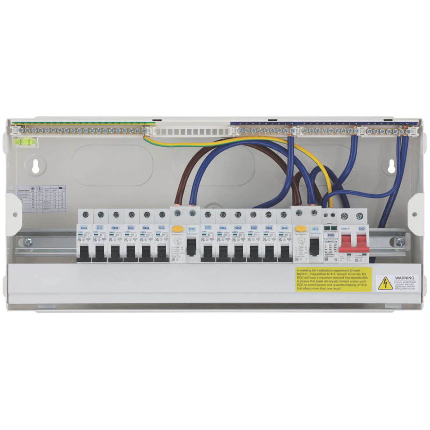 British General Circuit Protection 15-Module 12-Way Part-Populated High Integrity Main Switch Consumer Unit with SPD - Image 2