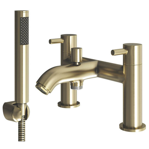 ETAL Bath Shower Mixer Tap Solid Brushed Brass Deck-Mounted Contemporary - Image 1