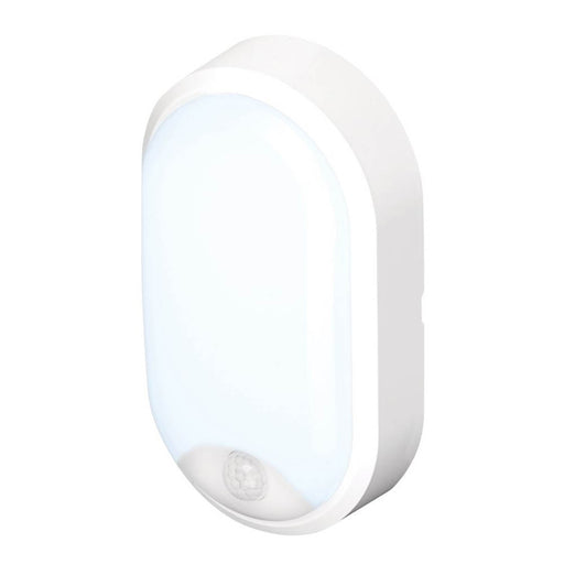 Outdoor LED Wall Bulkhead Ceiling Mount Oval With PIR Motion Sensor White 1100lm - Image 1