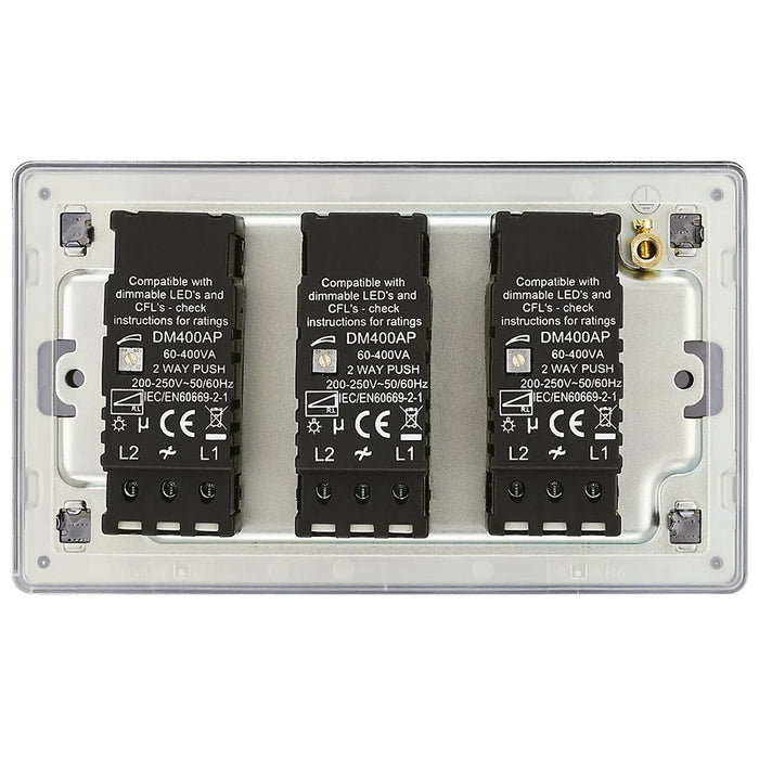 LAP Dimmer Switch LED 3 Gang 2 Way Screwless Flat Slim Push Grey 240V - Image 4