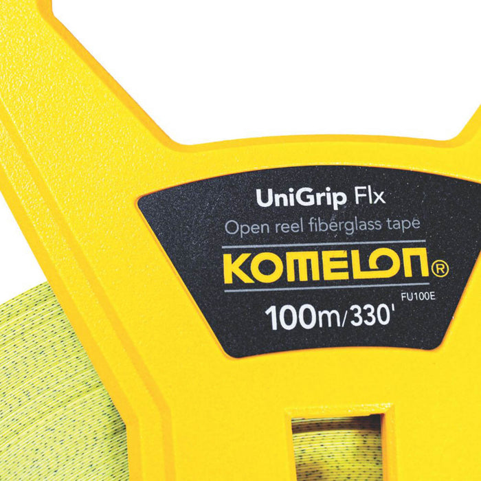 Komelon 100m Tape Measure Metric Imperial Scales Heavy Duty Fibreglass Yellow - Image 4