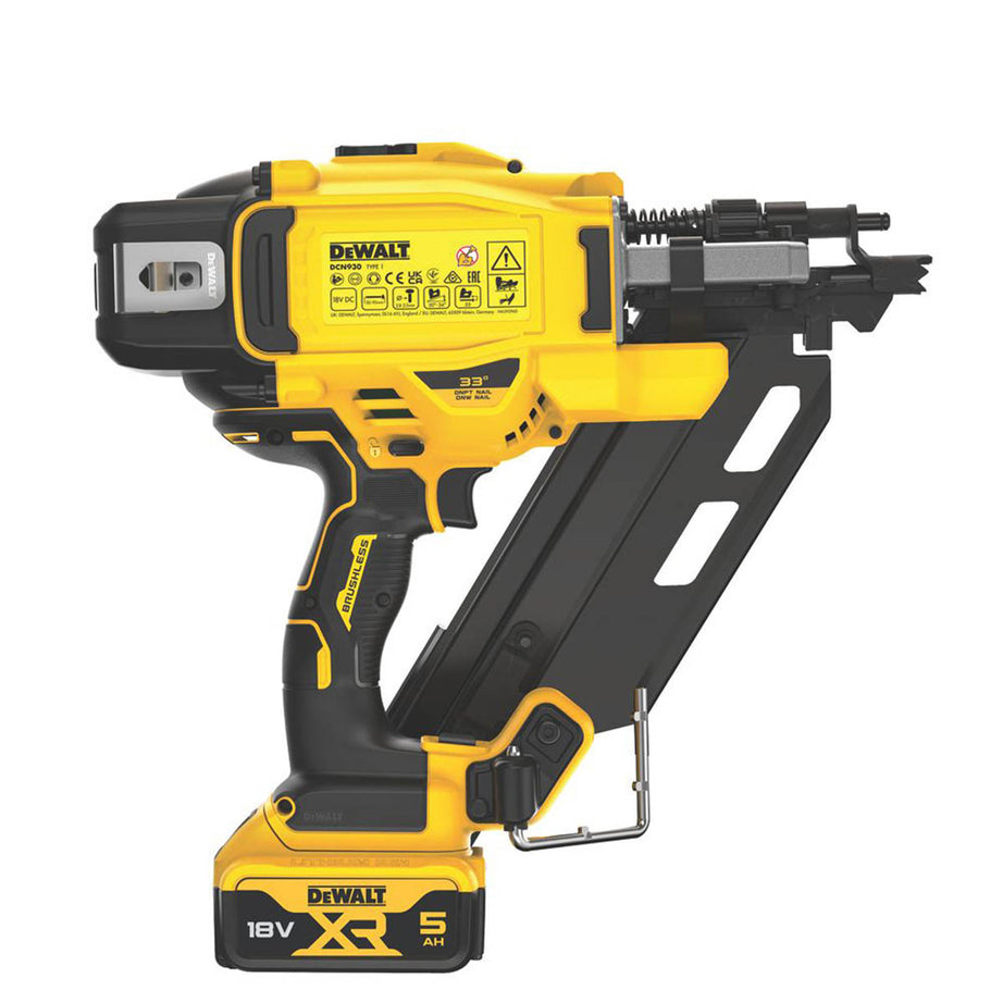 DewaltT Nail Gun First Fix Cordless DCN930 Angled 90mm 18V 2 x 5Ah Li-Ion XR - Image 6