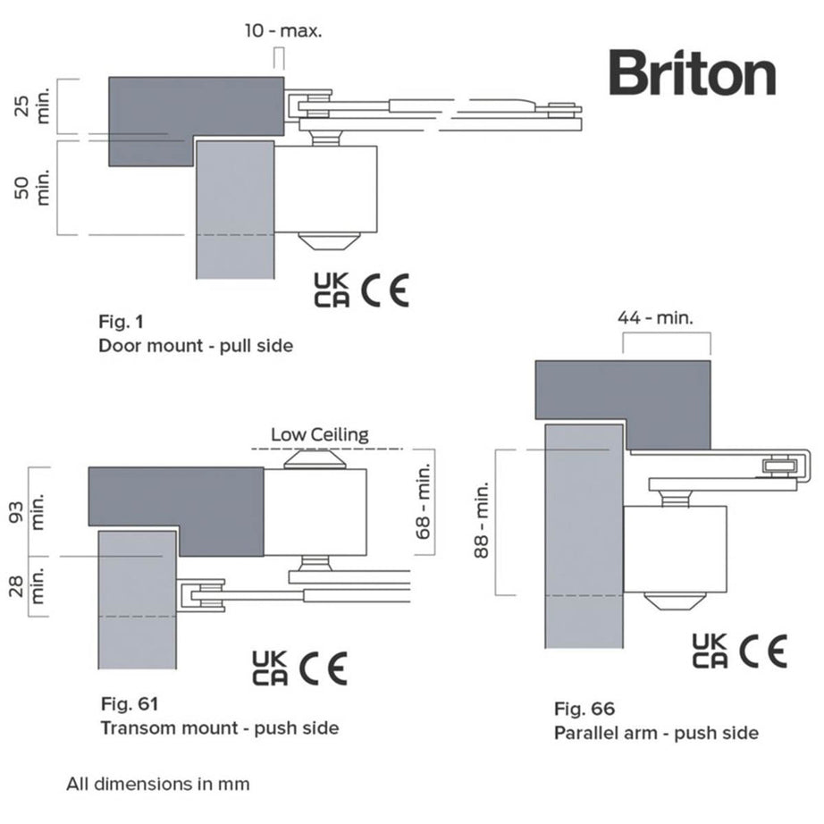 Briton 2003V Overhead Door Closer Silver - Image 4