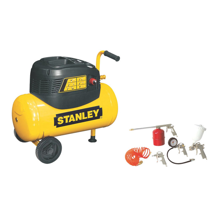 Stanley Air Compressor Lightweight Portable Electric 24Ltr 5 Piece Accessory Kit - Image 1