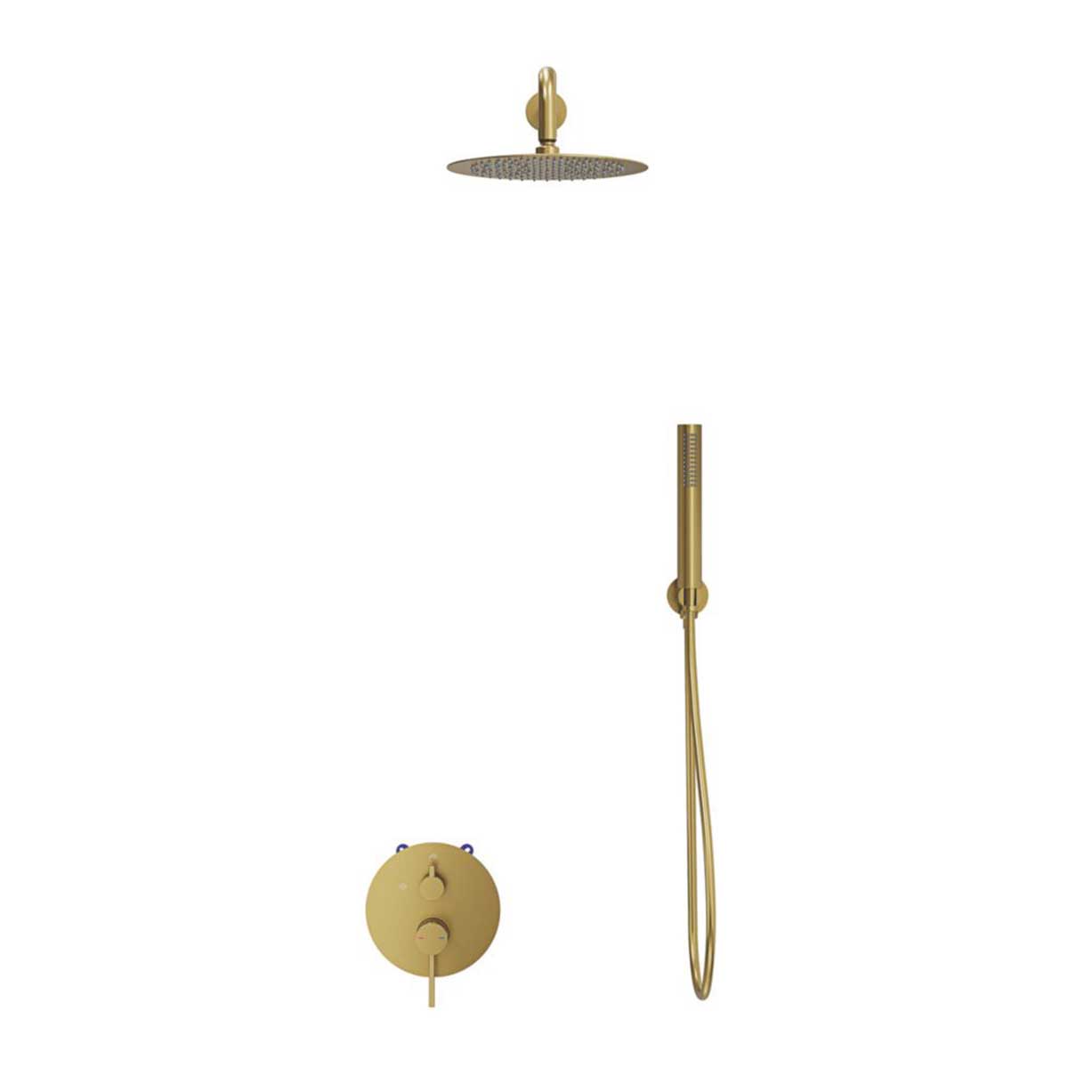 Swirl Mixer Shower Concealed Multi Head Rear Fed Satin Brass Round Head - Image 1