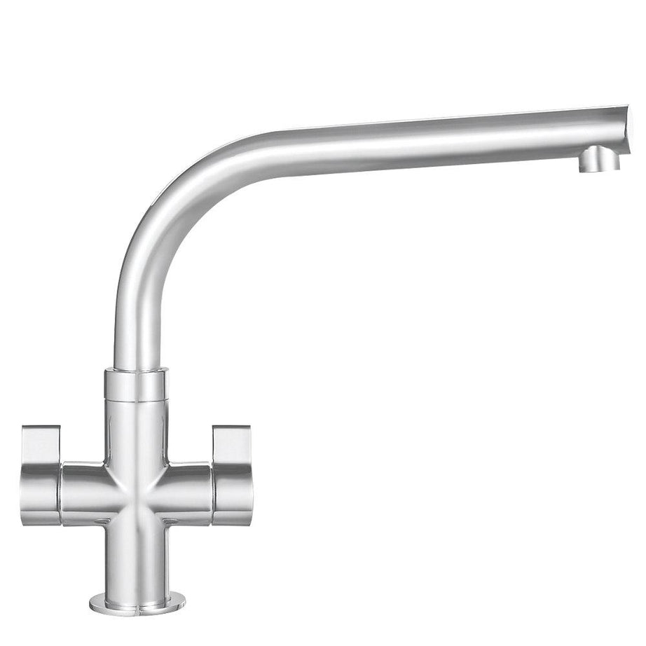 Franke Kitchen Mixer Tap Sion Brushed Steel Dual Lever Swivel Spout - Image 1