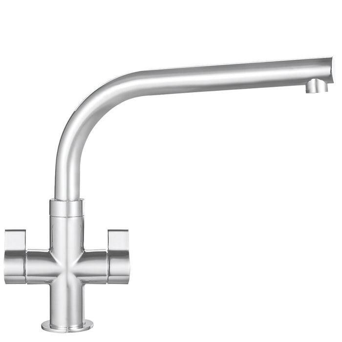 Franke Kitchen Mixer Tap Dual Lever Mono Swivel Spout Brass Brushed Steel - Image 2