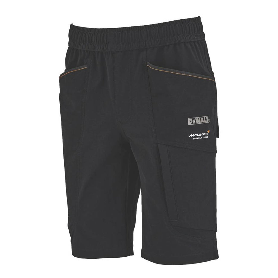 DeWalt Mens Work Shorts Jogger Stretch McLaren F1 Team Temple XXL Black 38-47" W - Image 1