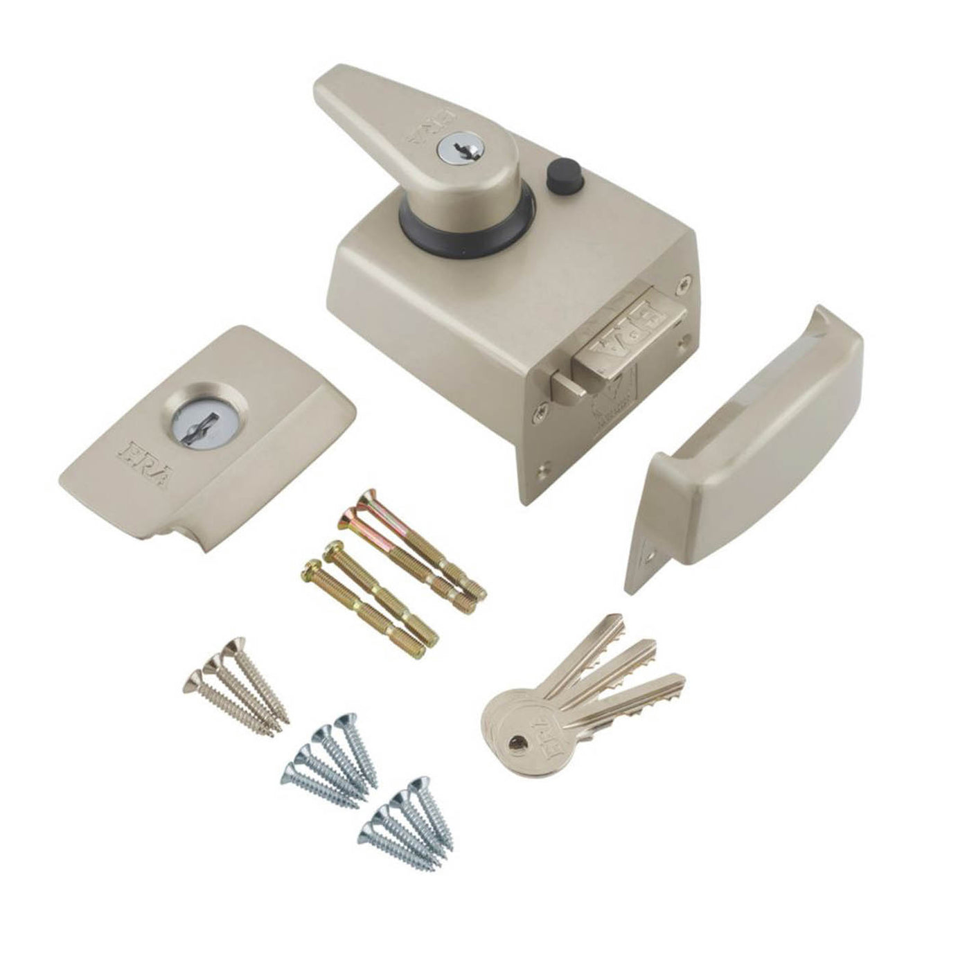 ERA BS Night Latch 6 Pin Lock 3 Keys Satin Nickel Interior Exterior 60mm - Image 1
