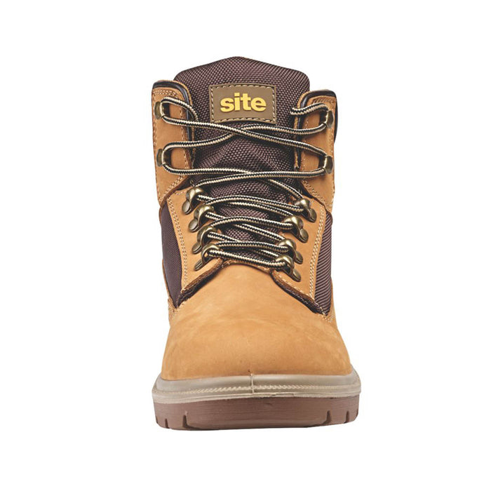 Site Safety Boots Mens Wide Fit Honey Nubuck Leather Steel Toe Cap Shoes Size 7 - Image 3