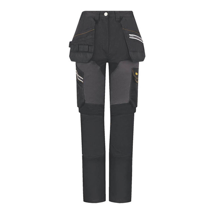 Site Work Trousers Womens Straight Leg Black Grey Multi Pocket 31"L Size 12 - Image 2