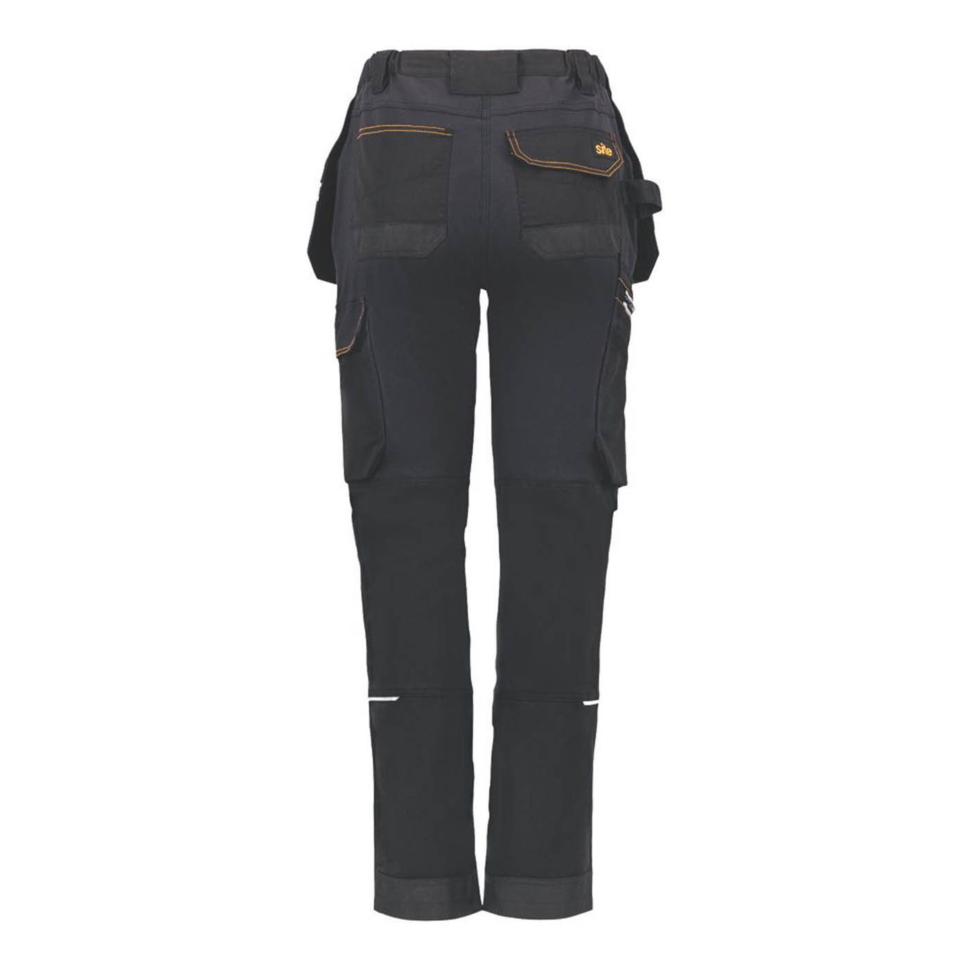 Site Work Trousers Womens Straight Leg Black Grey Multi Pocket 31"L Size 12 - Image 3