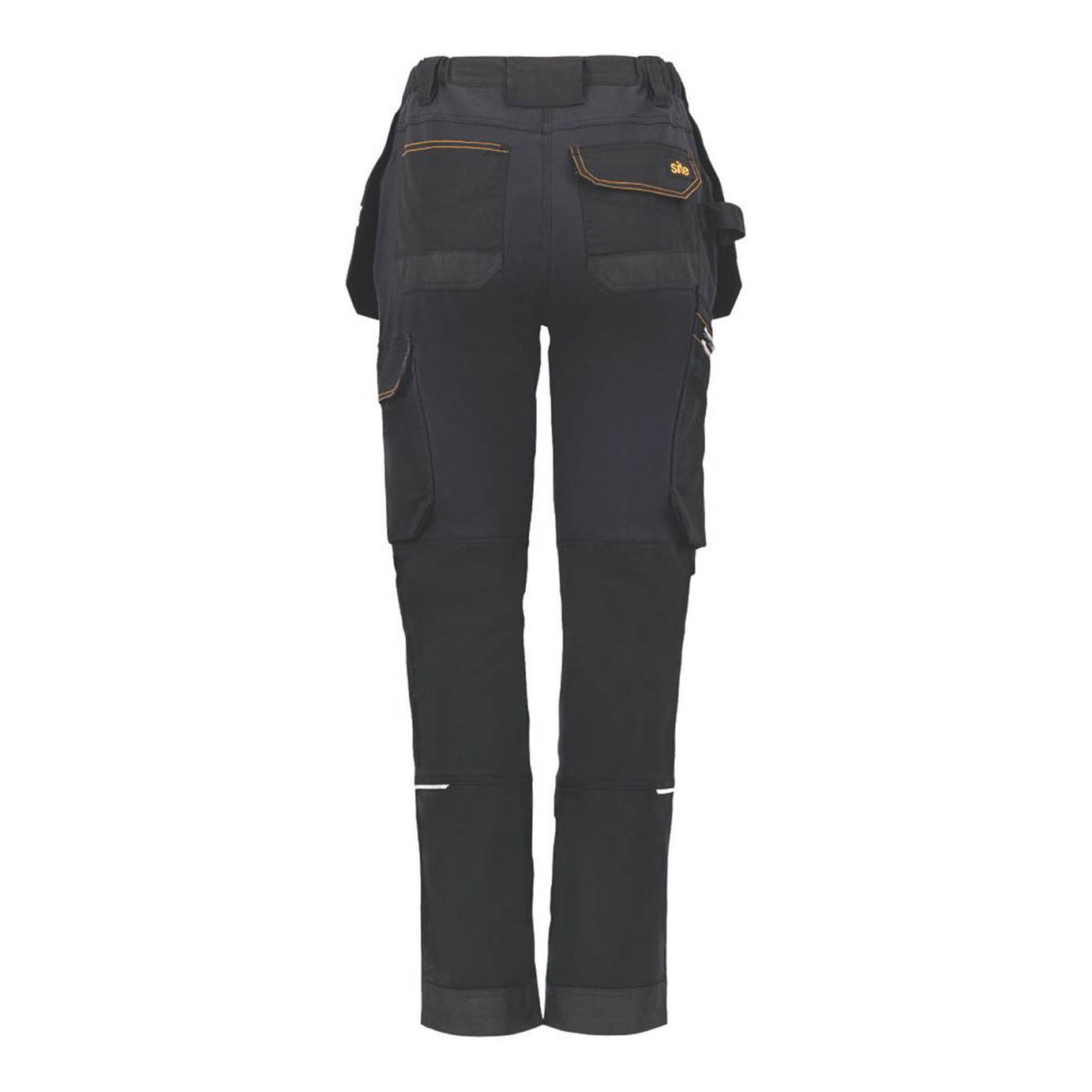 Site Work Trousers Womens Straight Leg Black Grey Multi Pocket 31"L Size 12 - Image 3