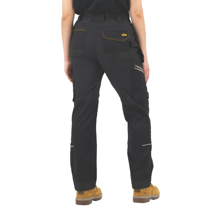Site Work Trousers Womens Straight Leg Black Grey Multi Pocket 31"L Size 12 - Image 5