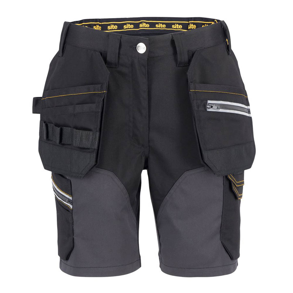 Site Work Shorts Womens Regular Fit Black Grey Multi Pockets Stretch Size 14 - Image 2