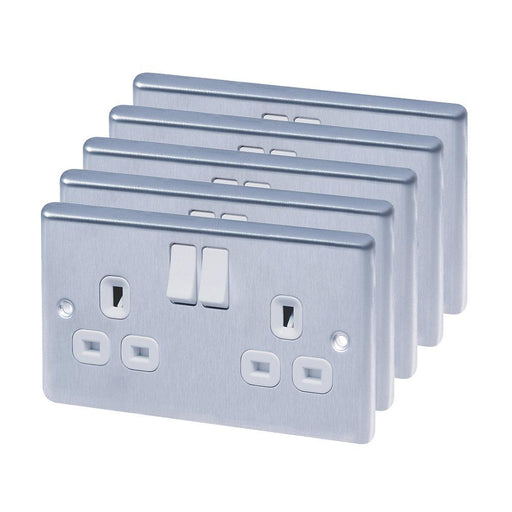 LAP Sockets Switched Plug 13A 2-Gang SP Polished Chrome Pack of 5 - Image 1