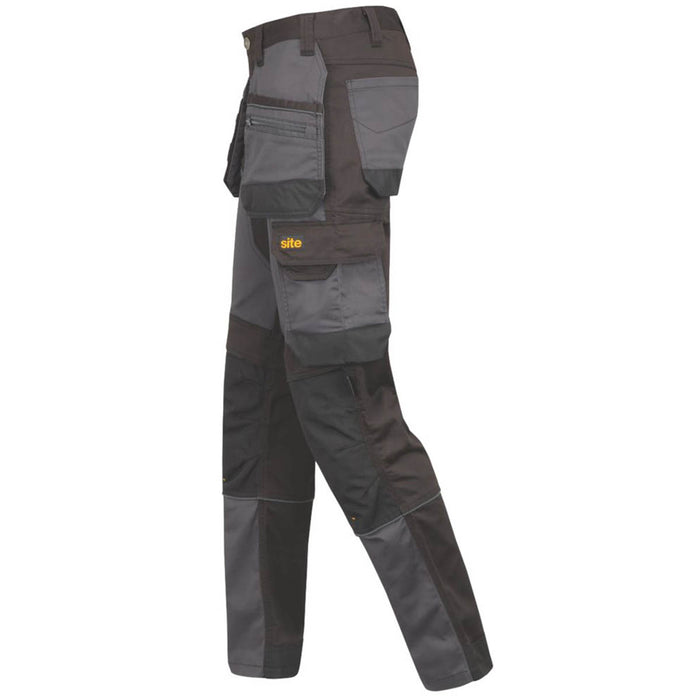 Work Trousers Mens Grey Black Slim Fit Multi Pocket Hammer Strap 40"W 32"L - Image 4