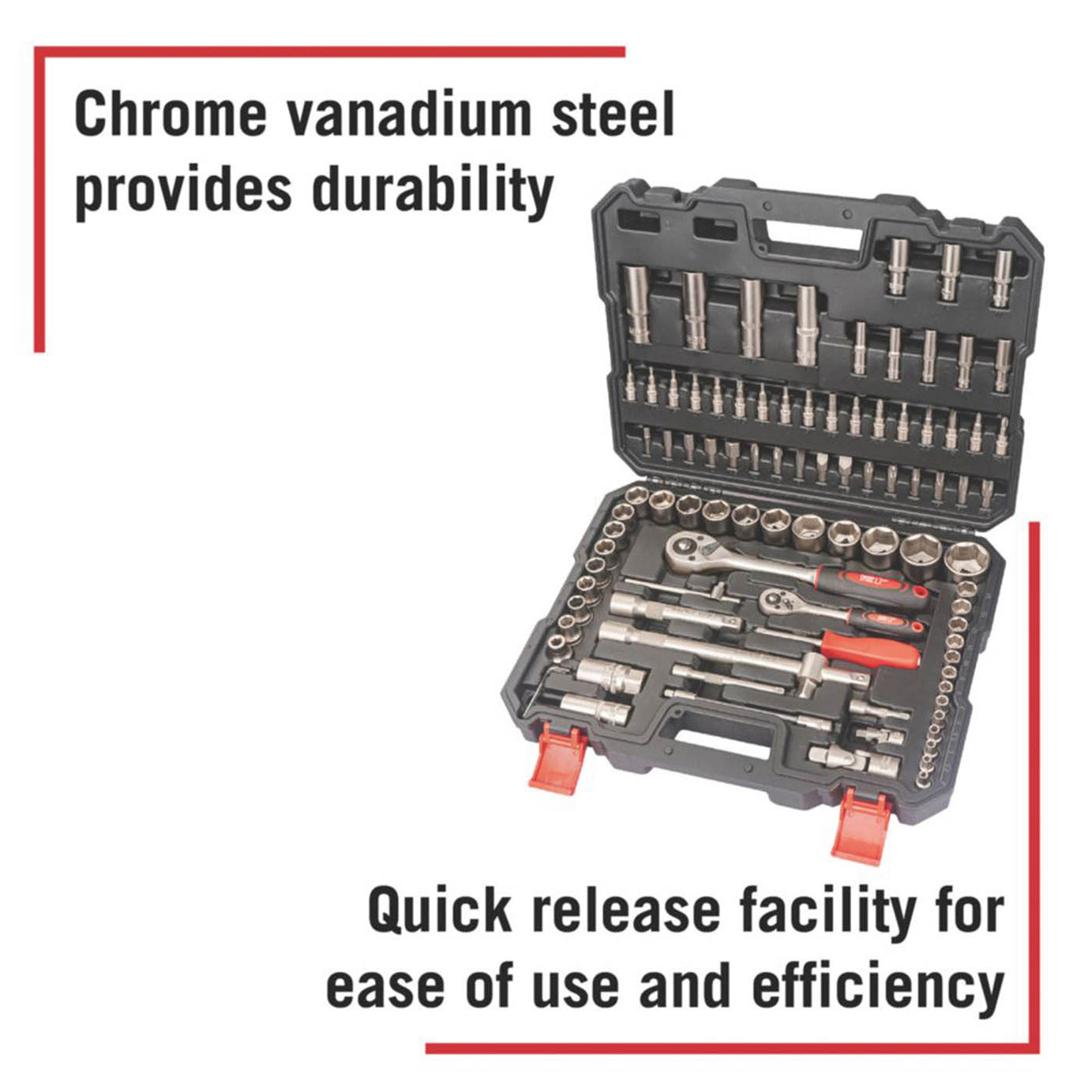 Forge Steel  3/8”, 1/4” & 1/2“ Drive Socket Set 94 Pieces - Image 3