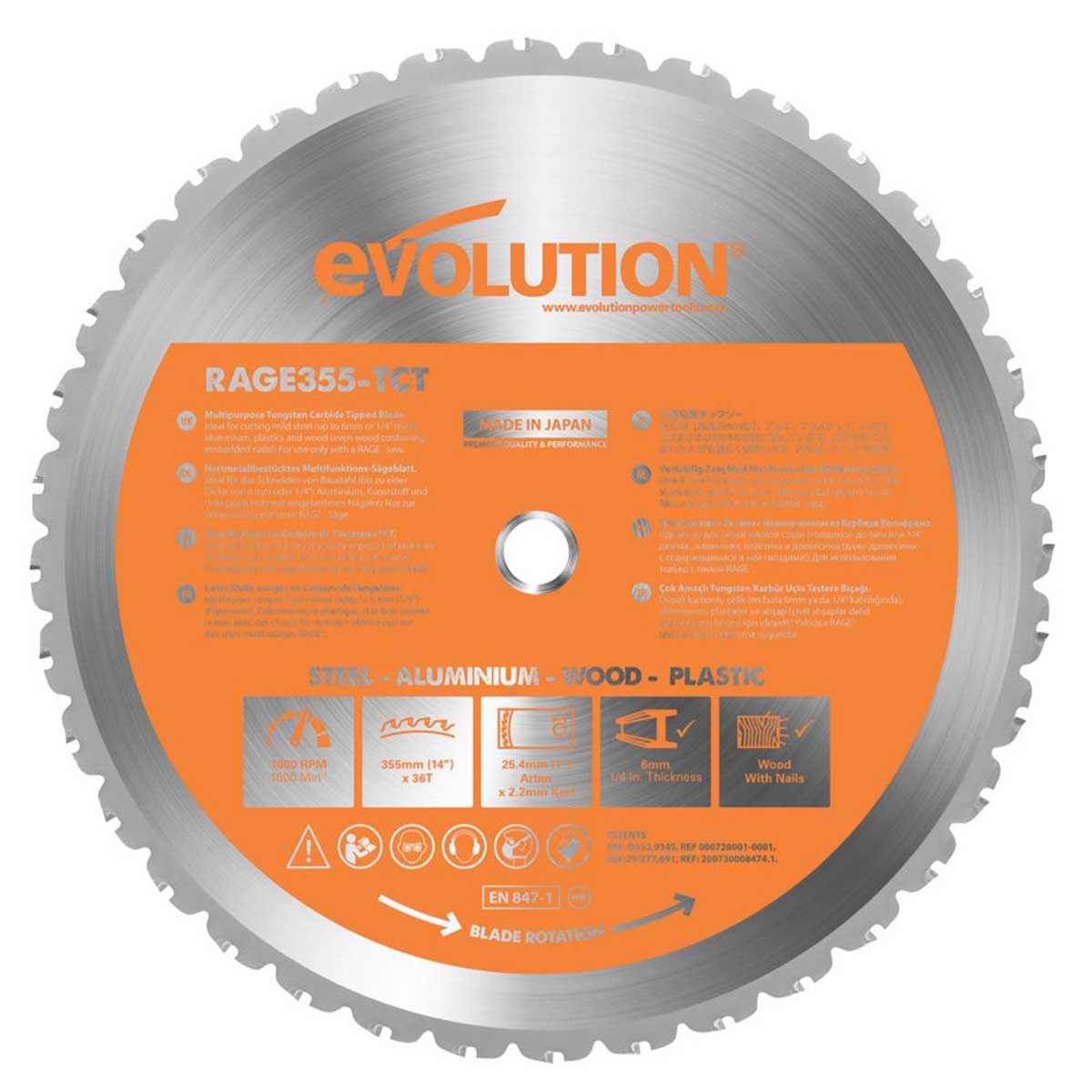 Evolution Circular Saw Blade 355mm 36T Multi Material For Wood Plastic Metal - Image 1