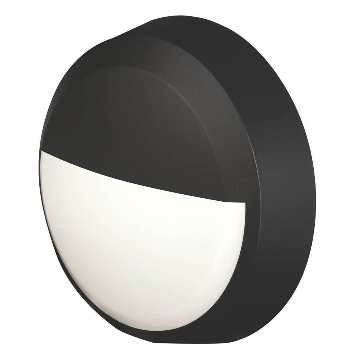 Outdoor LED Bulkhead Light Round Eyelid Cover Black Corrosion-Resistant 660lm - Image 1